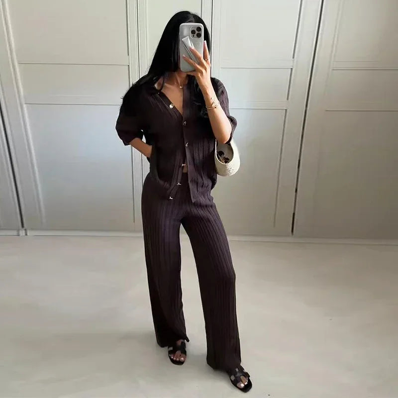 Lyselle | Schickes Strick Cardigan & Hosen Set