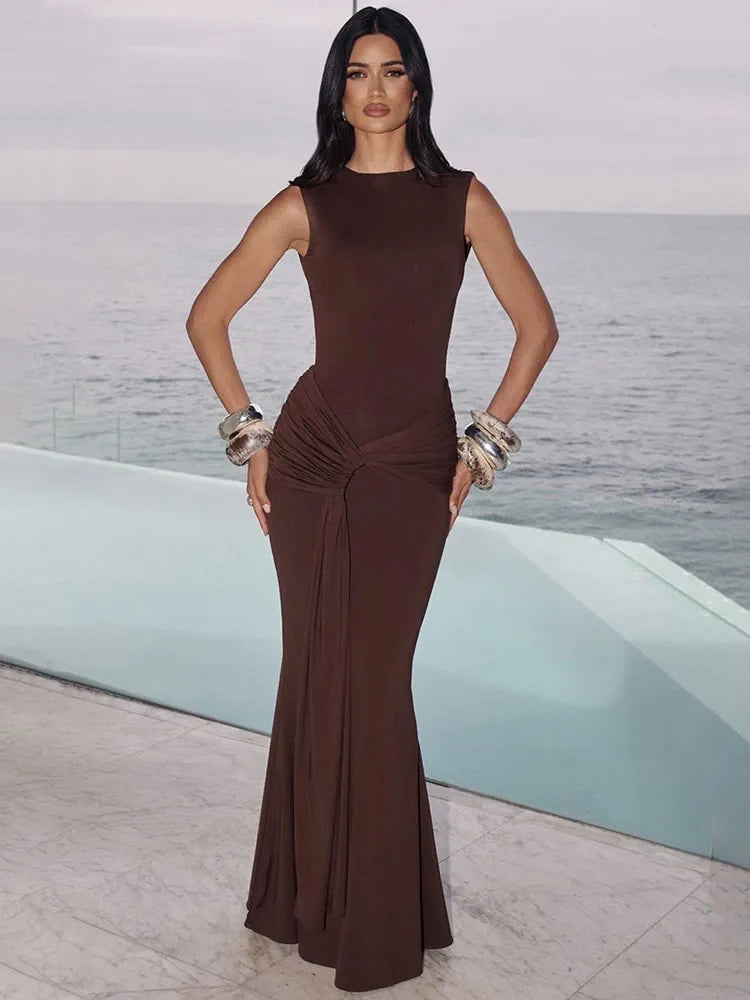 Selvya | Drapierte Eleganz Maxi-Kleid
