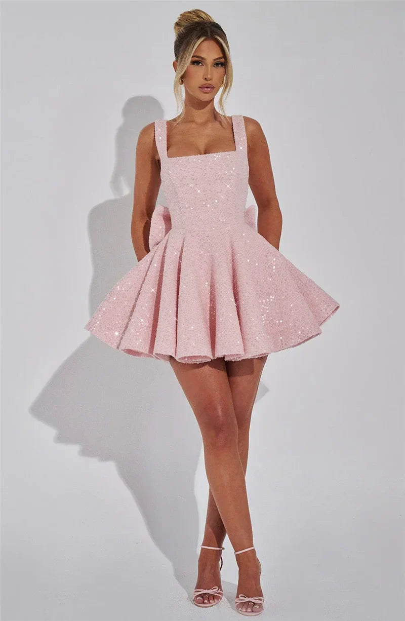 Novaria | Pailletten Schleife A-Linie Mini Kleid