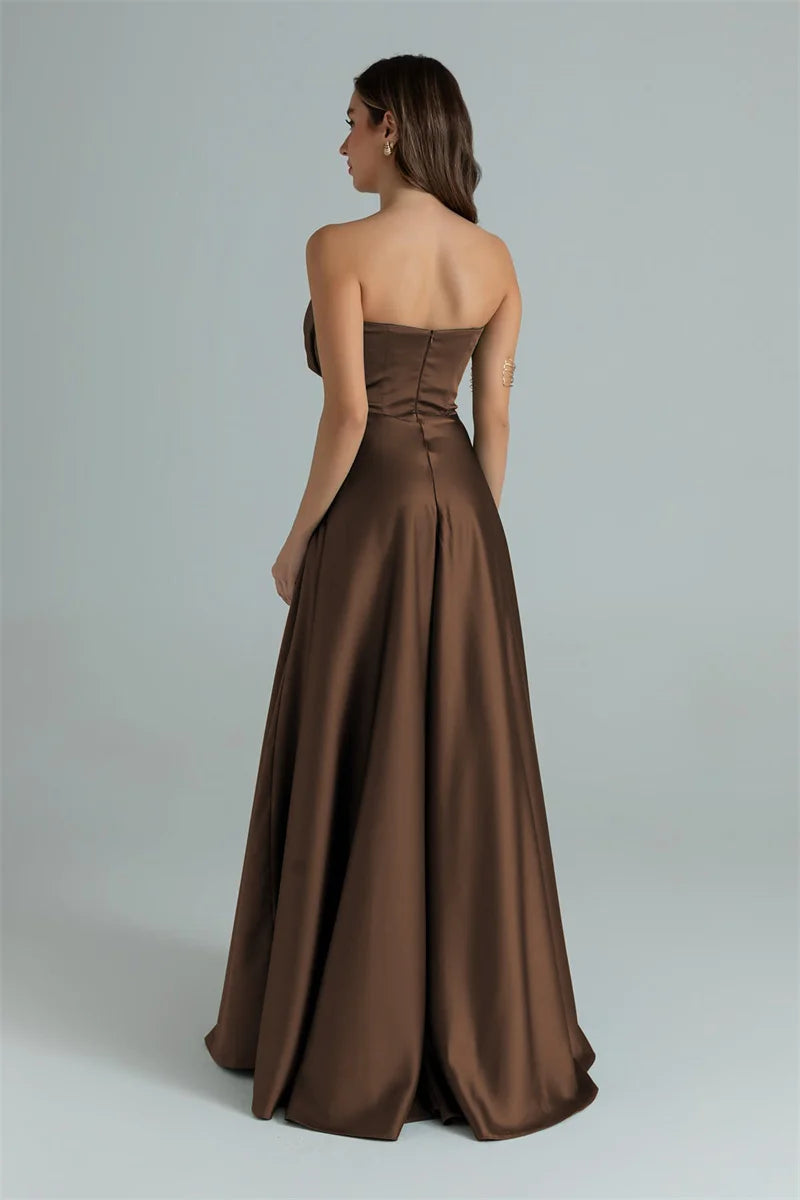 ZARIAH | Satin trägerloses MAXI-KLEID