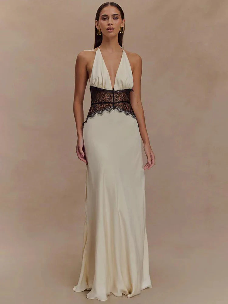 Evrelle | Halter Spitzen Eleganz Maxikleid