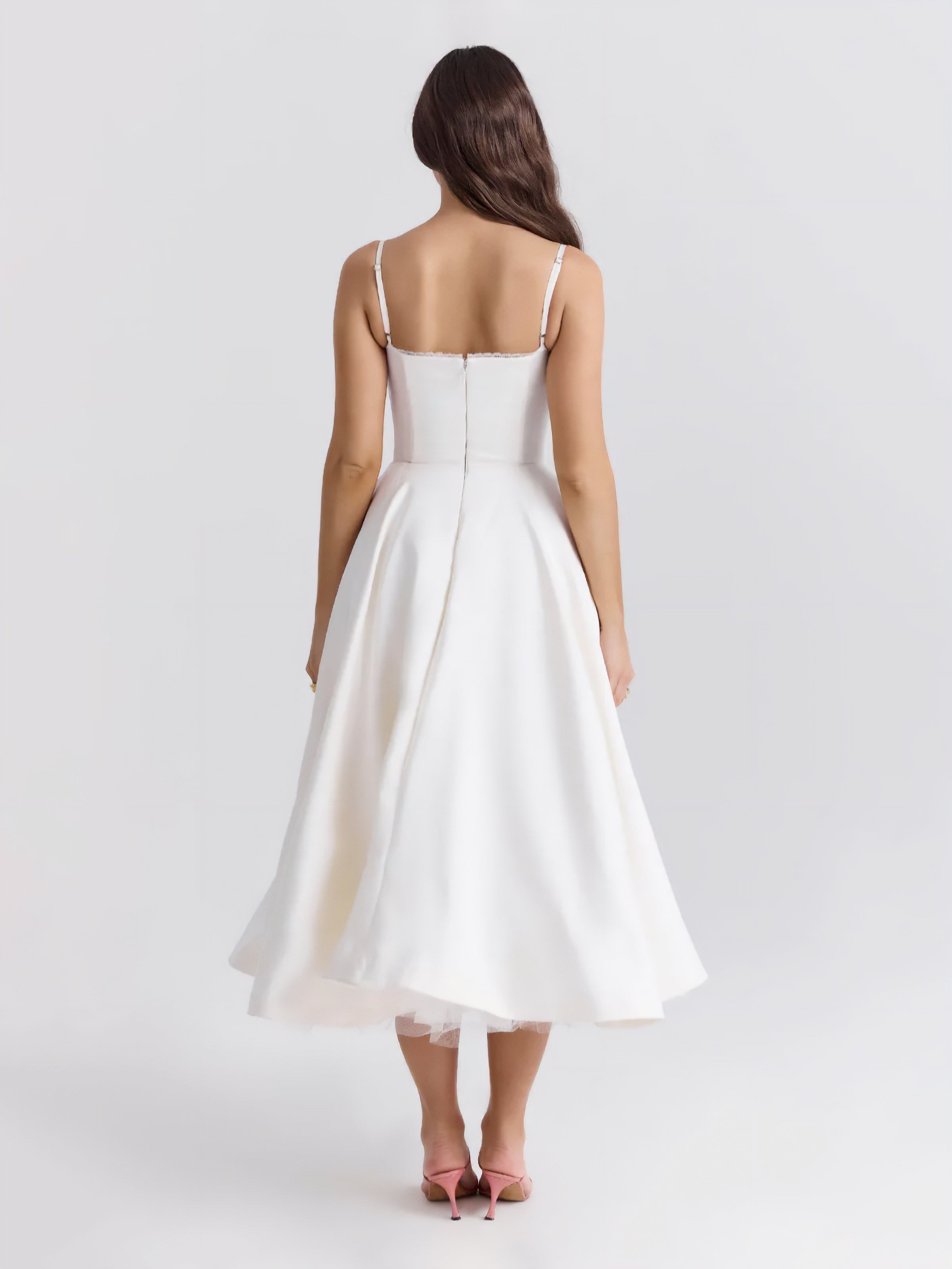Soleia – Fitted Midi Dress with Spaghetti Straps