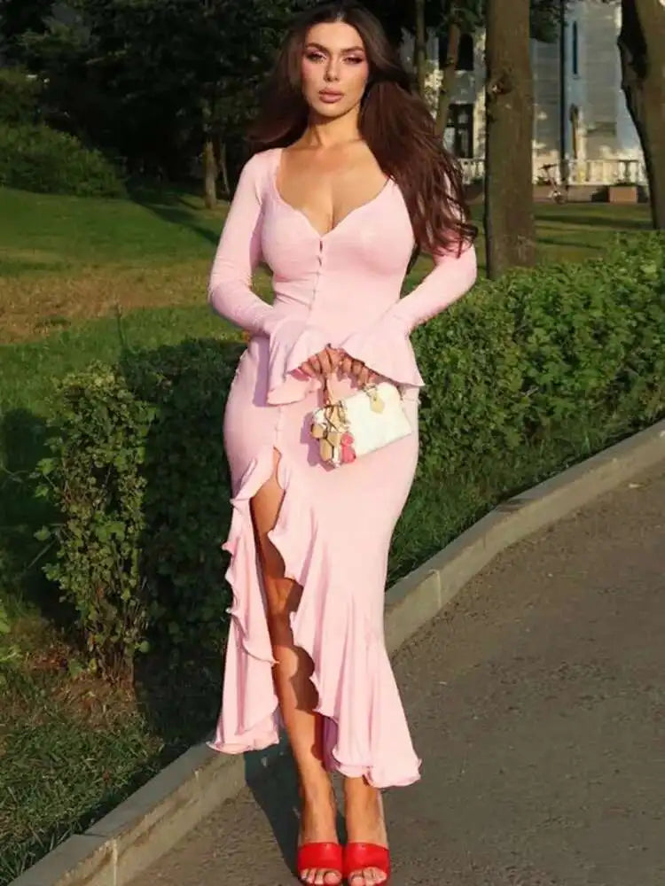 Melioraé | Rüscheneleganz Maxi-Kleid