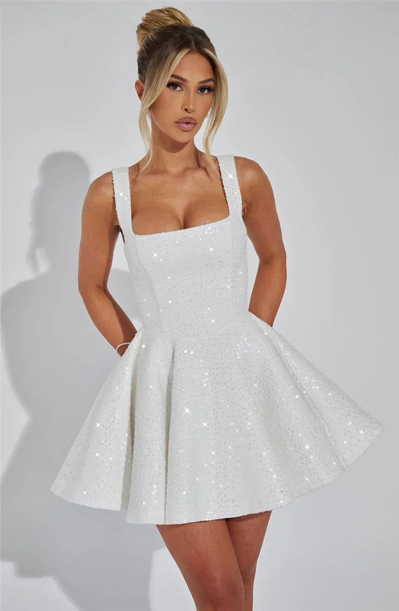 Novaria | Pailletten Schleife A-Linie Mini Kleid