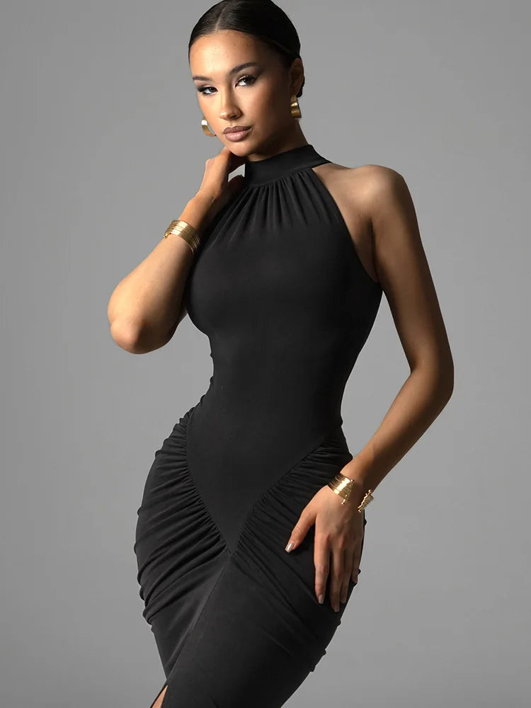 Ondinae | Halter Gespaltenes Eleganz Maxikleid