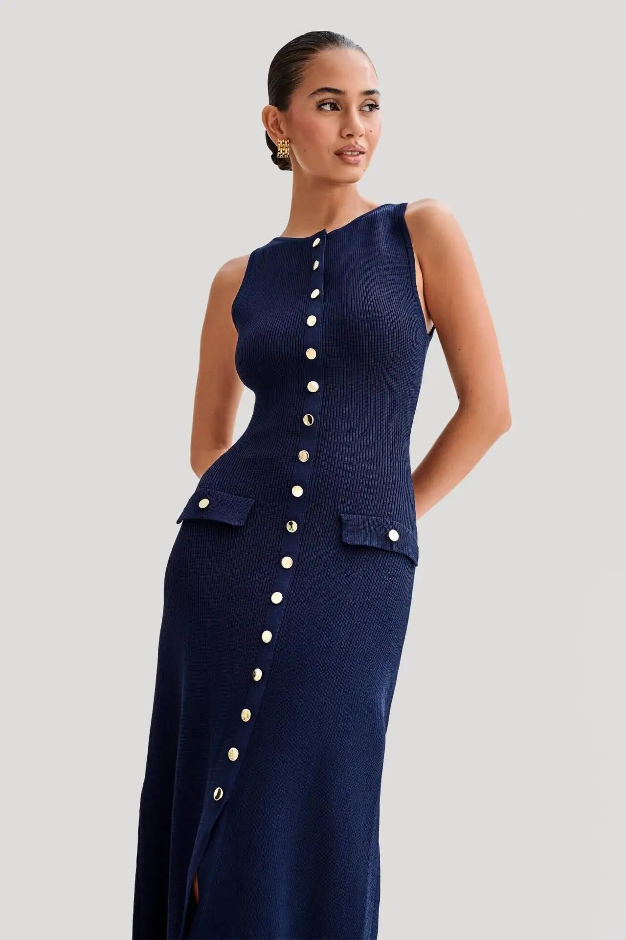 Zephoria | Sleek Knitted Elegance Maxi Dress