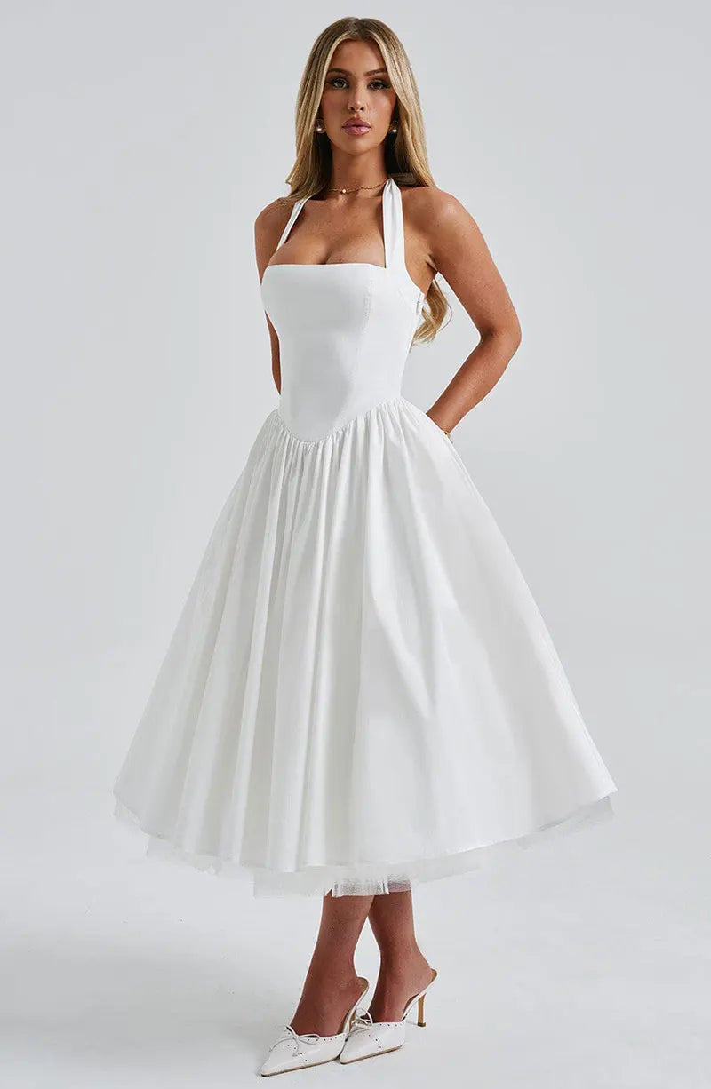 Veylisse | Anmutiges Halter Midi Kleid