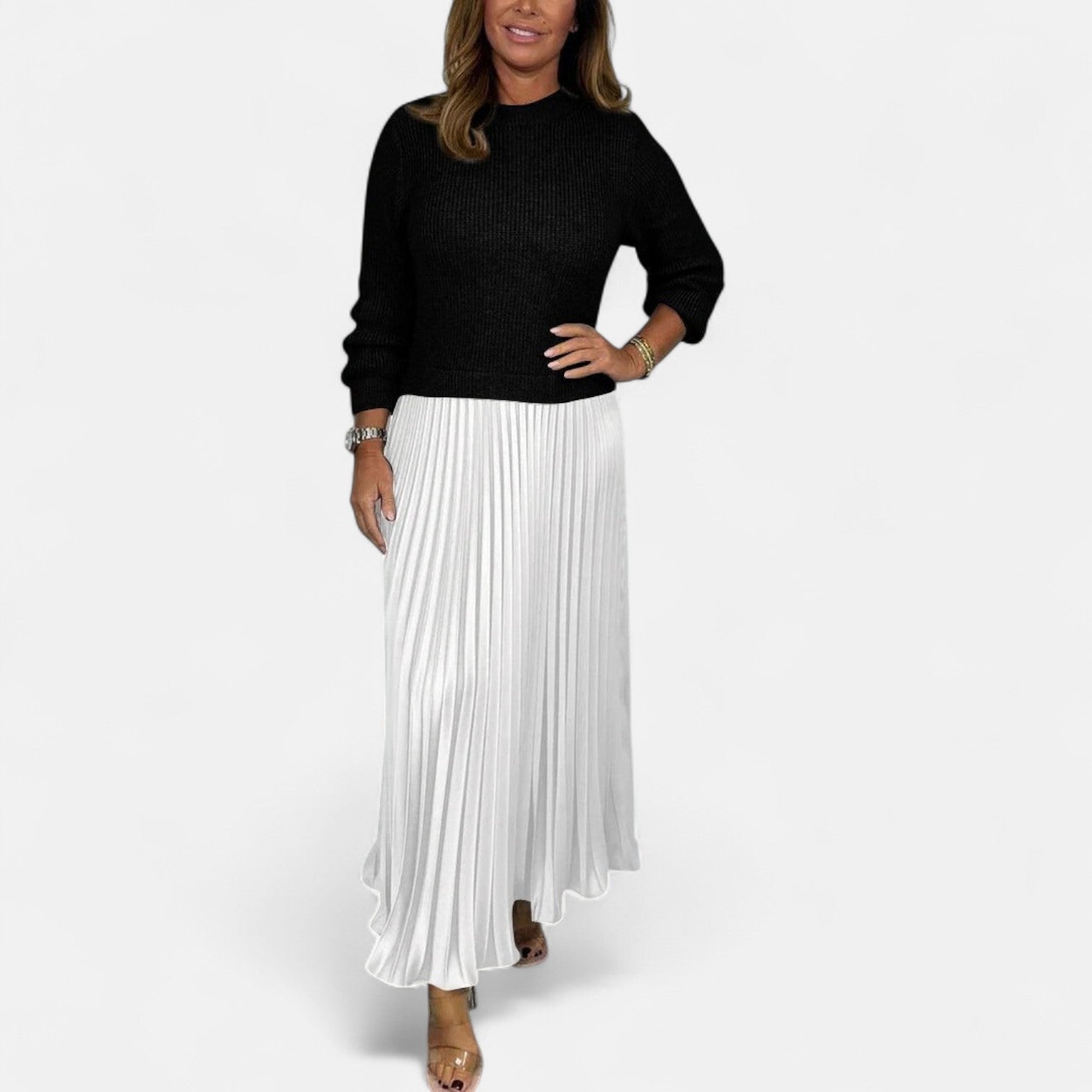 Luciana | Müheloses Plissee Maxi-Kleid