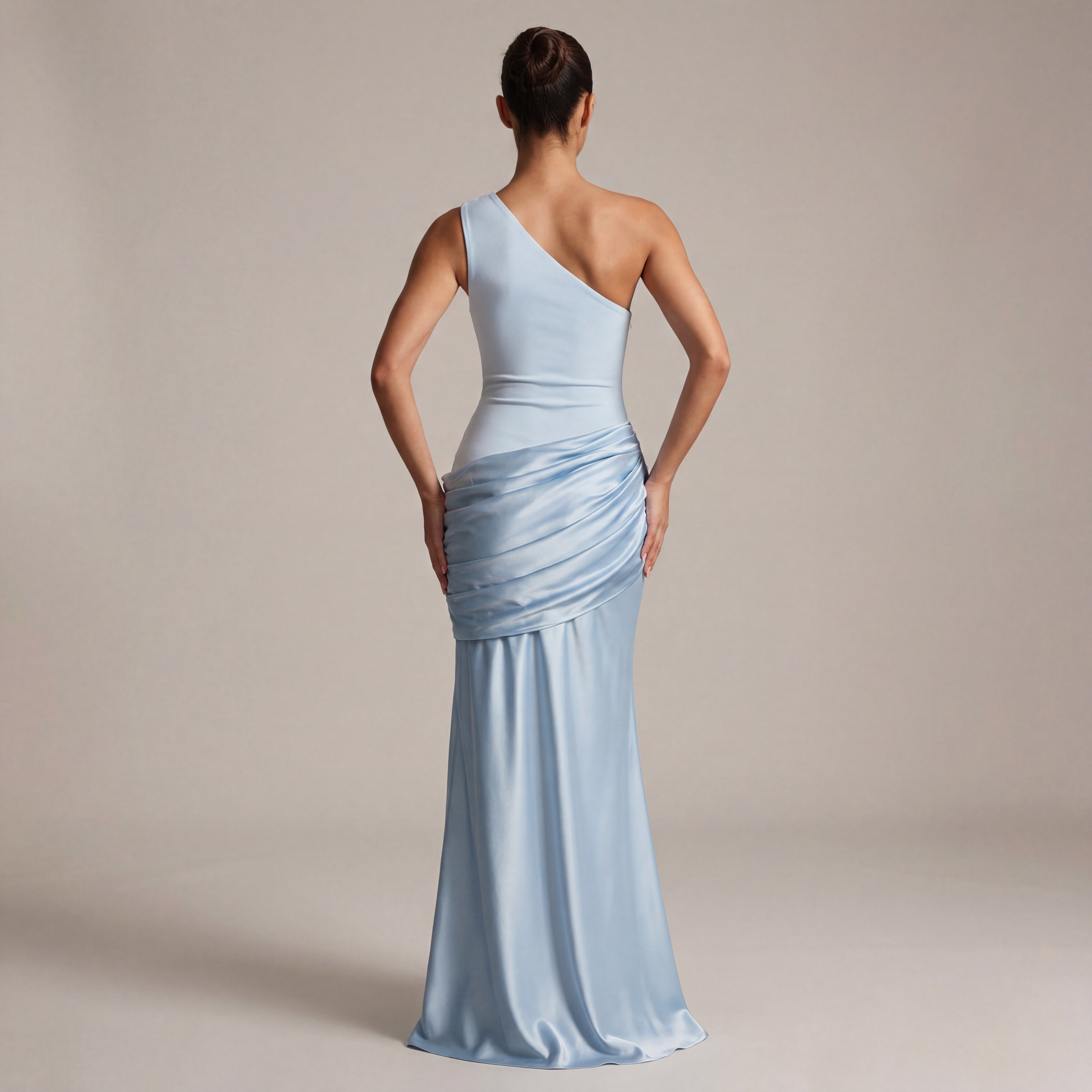 CORALIE | ONE-SHOULDER DRAPED MAXI DRESS