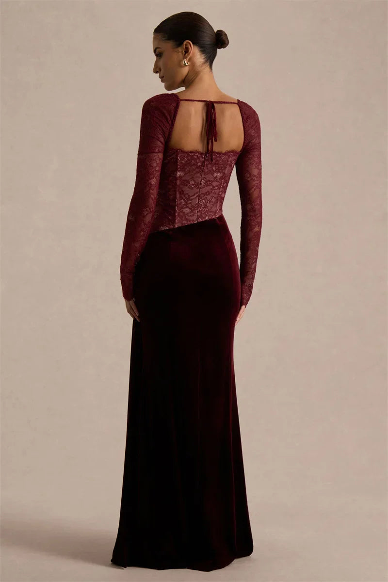 Valencia Spitzenvelours Maxikleid