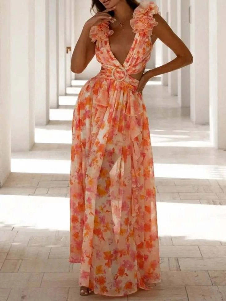 Rosalie Bloom Cutout Maxi-Kleid