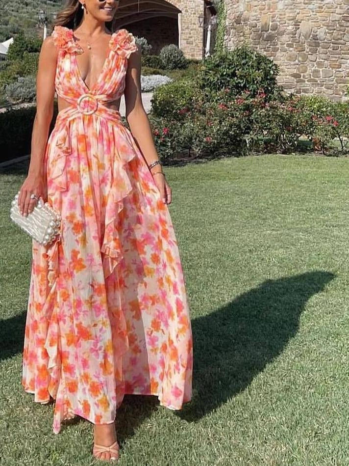 Rosalie Bloom Cutout Maxi-Kleid