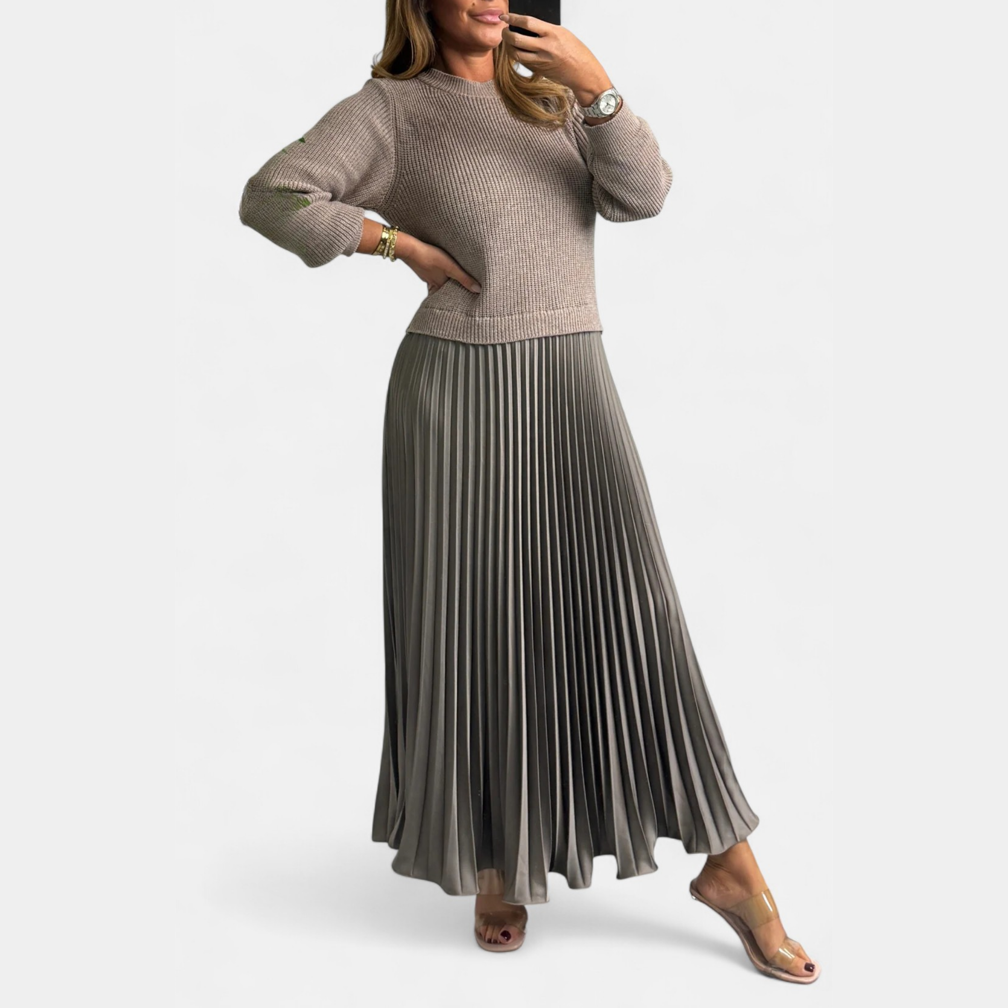 Luciana | Müheloses Plissee Maxi-Kleid