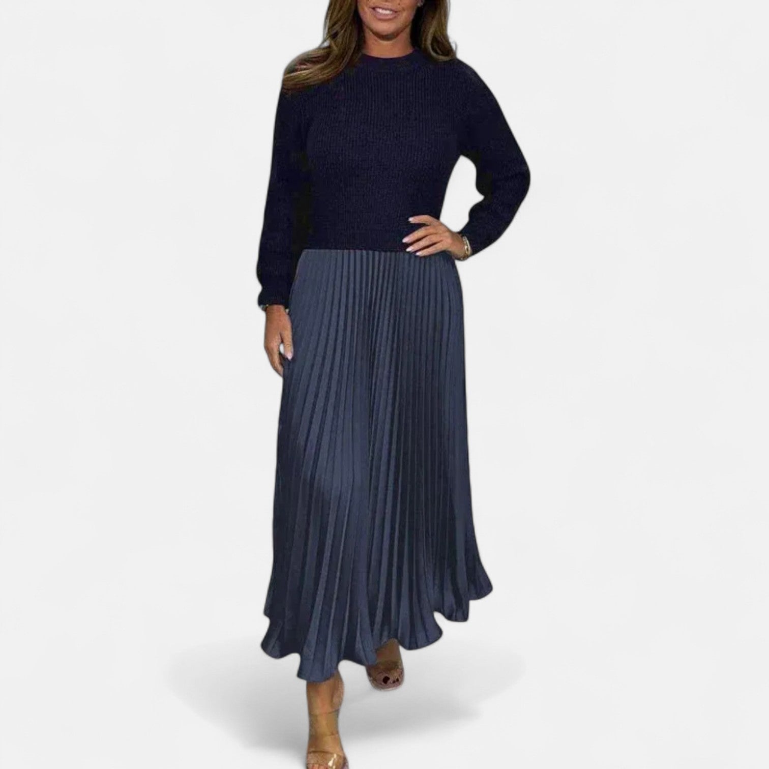 Luciana | Müheloses Plissee Maxi-Kleid