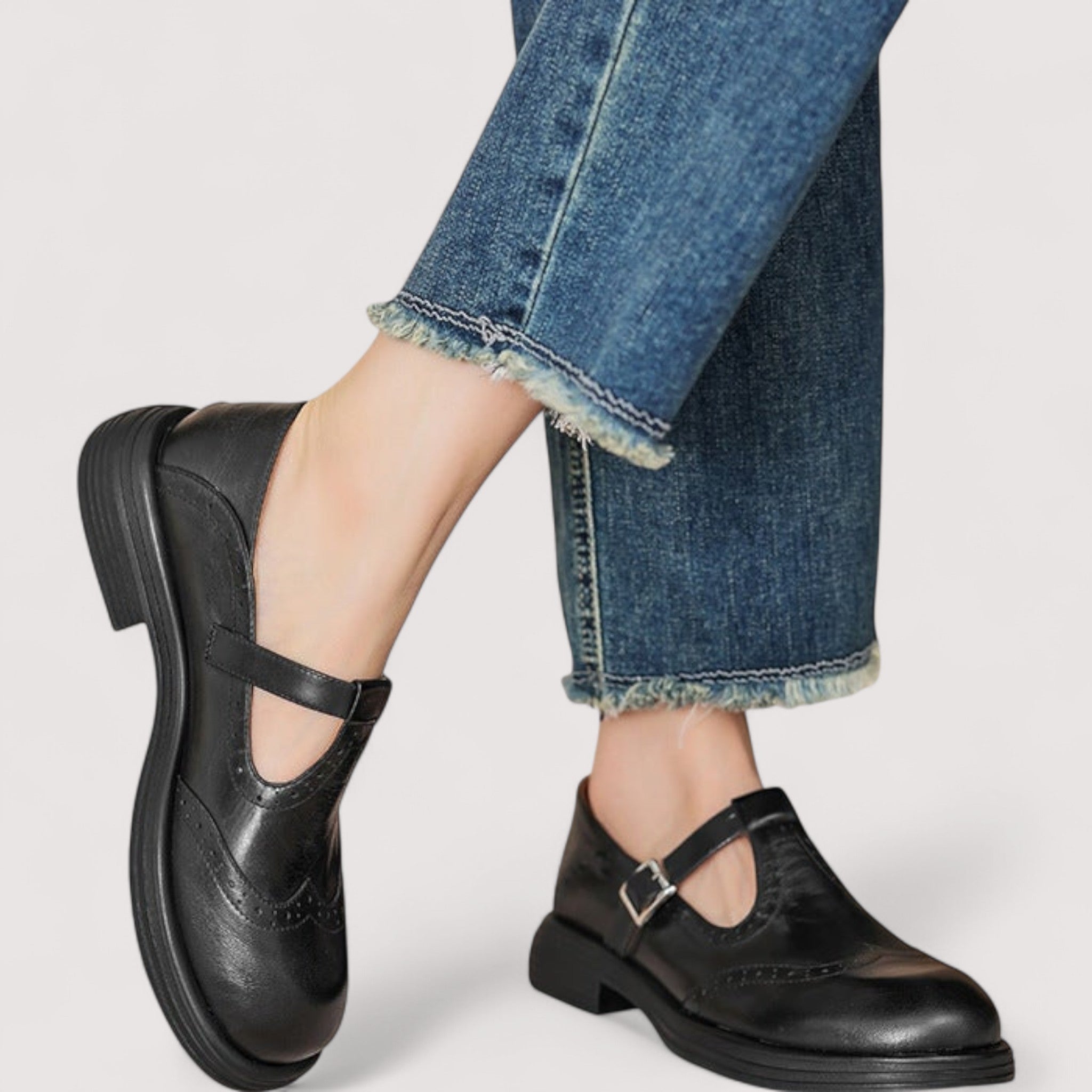 Elara | Vintage Leder Mary Jane Ballerinas