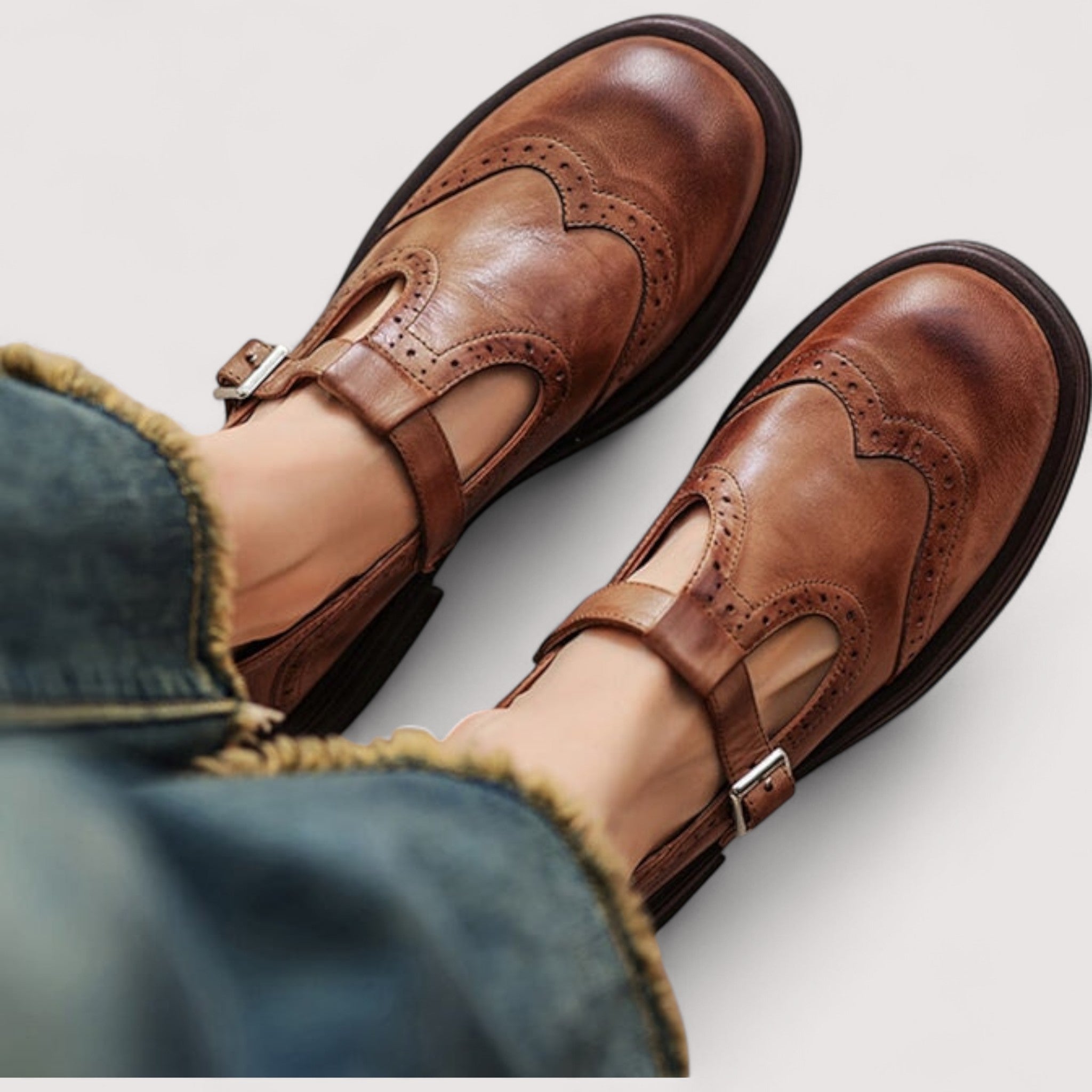 Elara | Vintage Leder Mary Jane Ballerinas