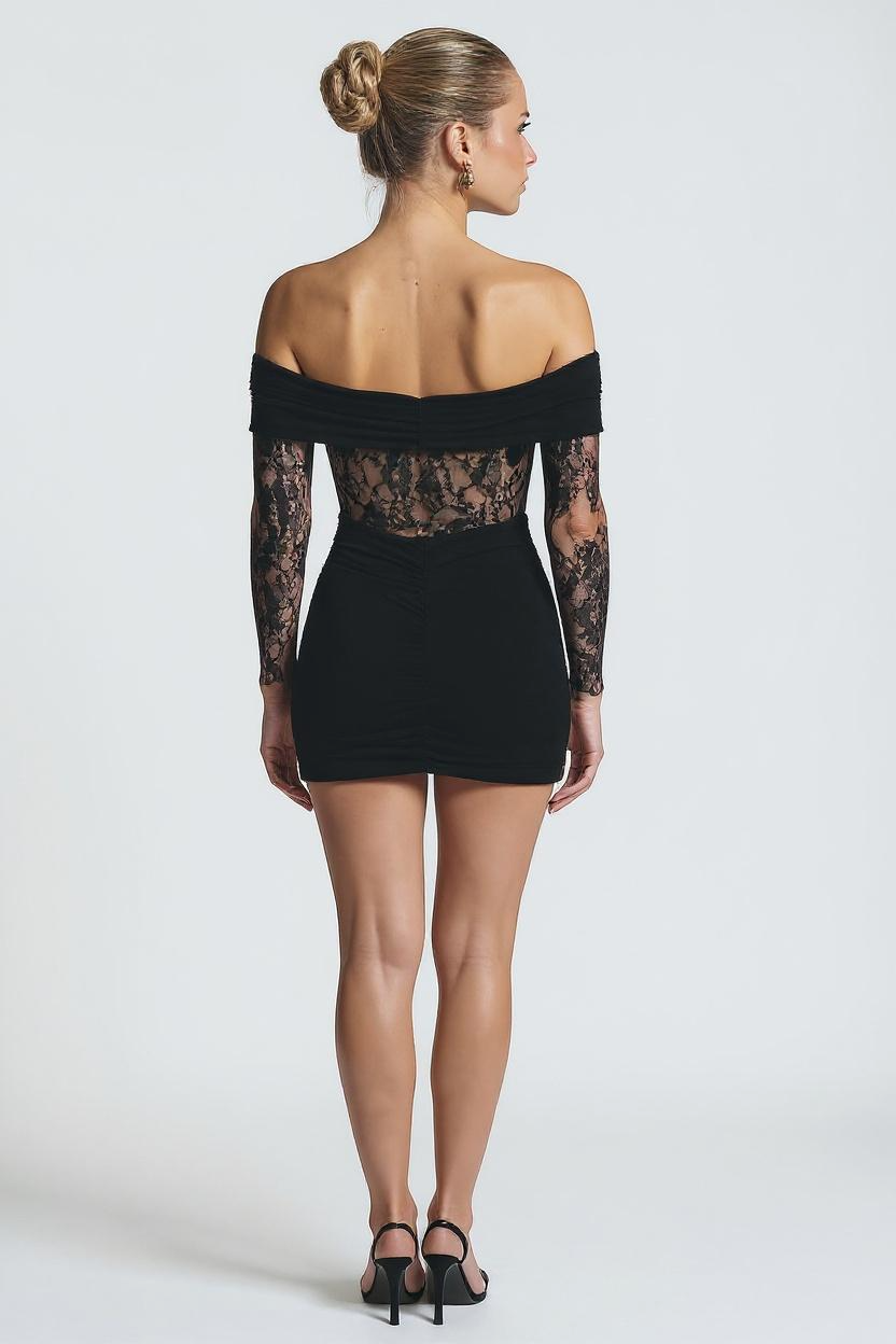 Ophelia | Spitze Rüschendes Mini-Kleid