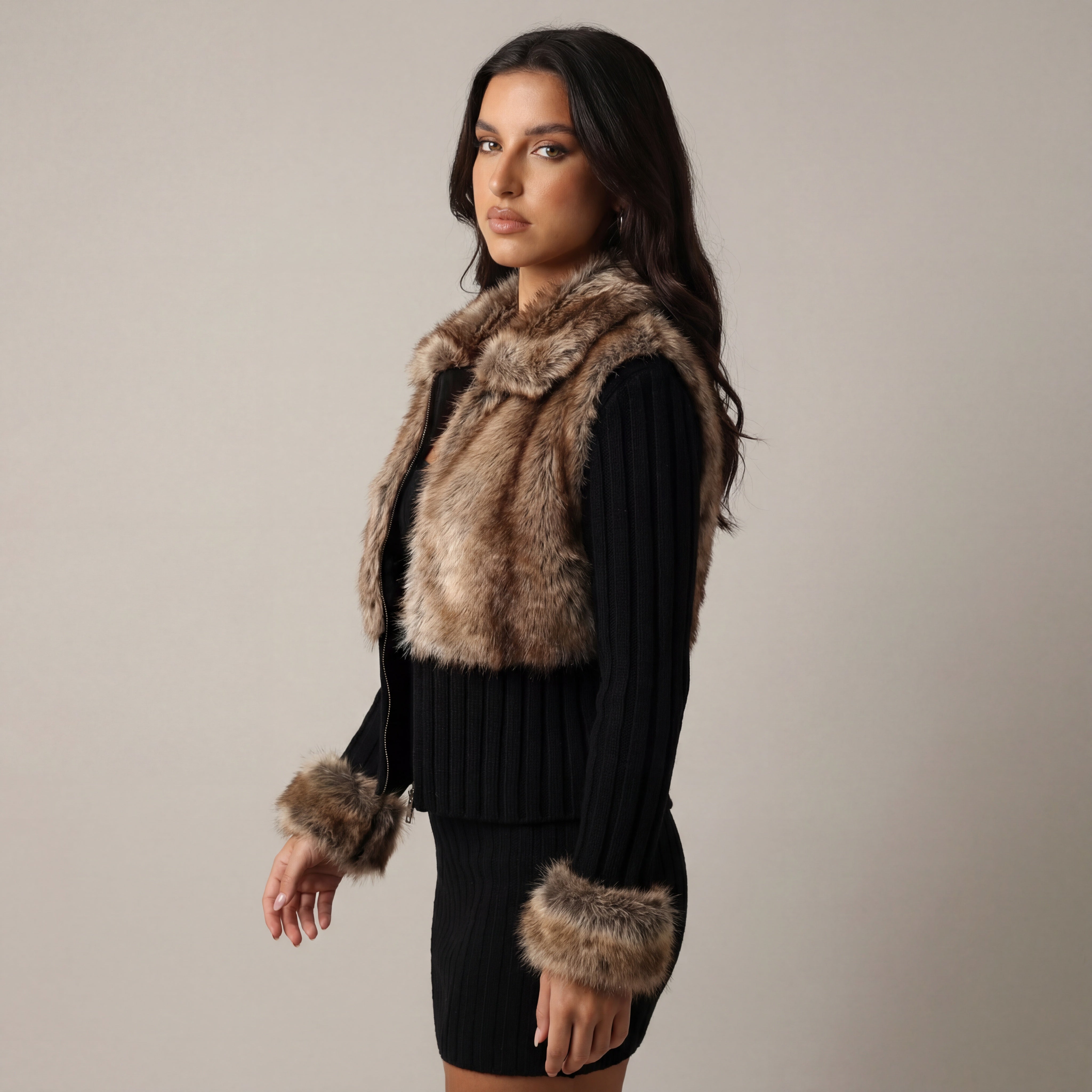 Valénne | Luxe Faux Fur Knit Cardigan