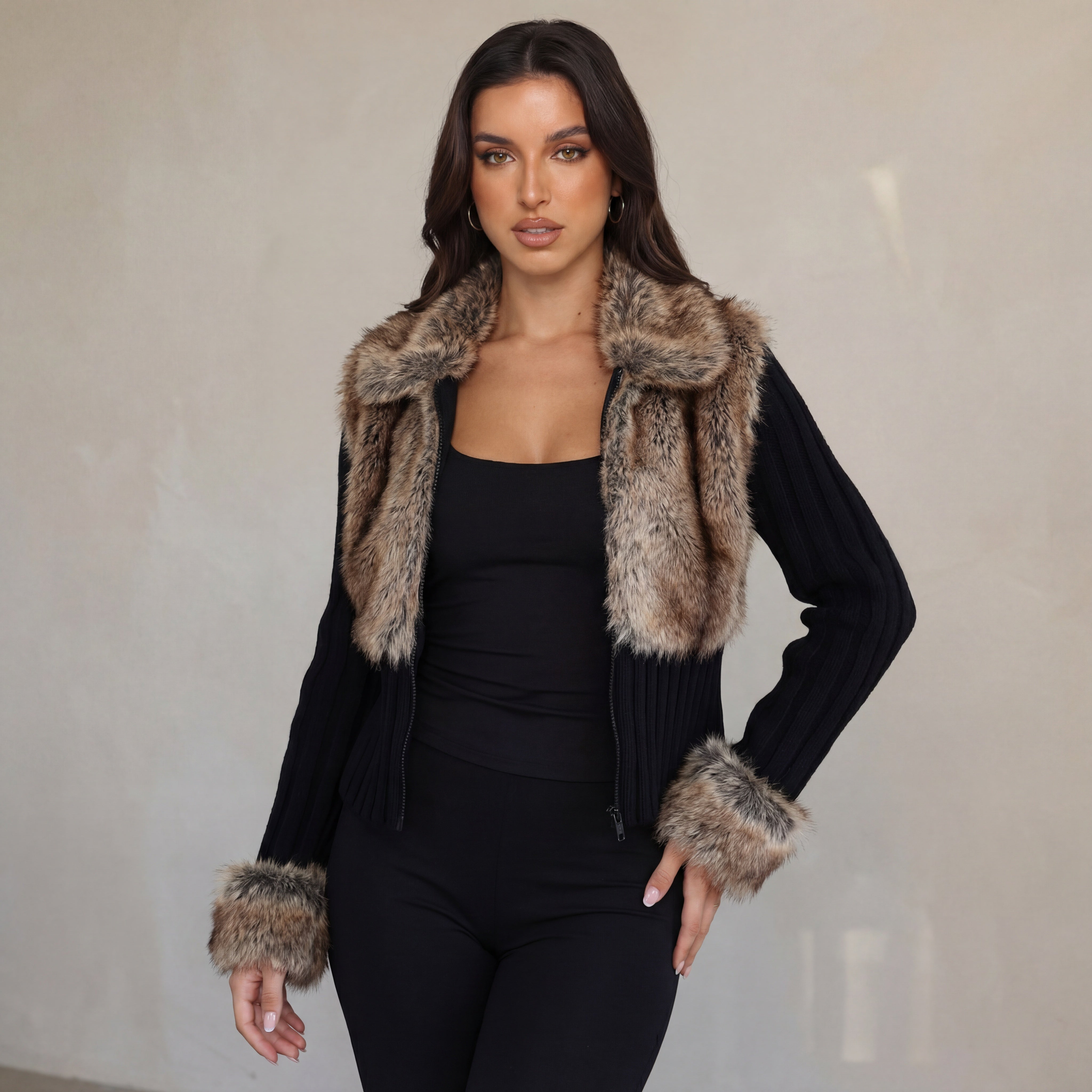 Valénne | Luxe Faux Fur Knit Cardigan