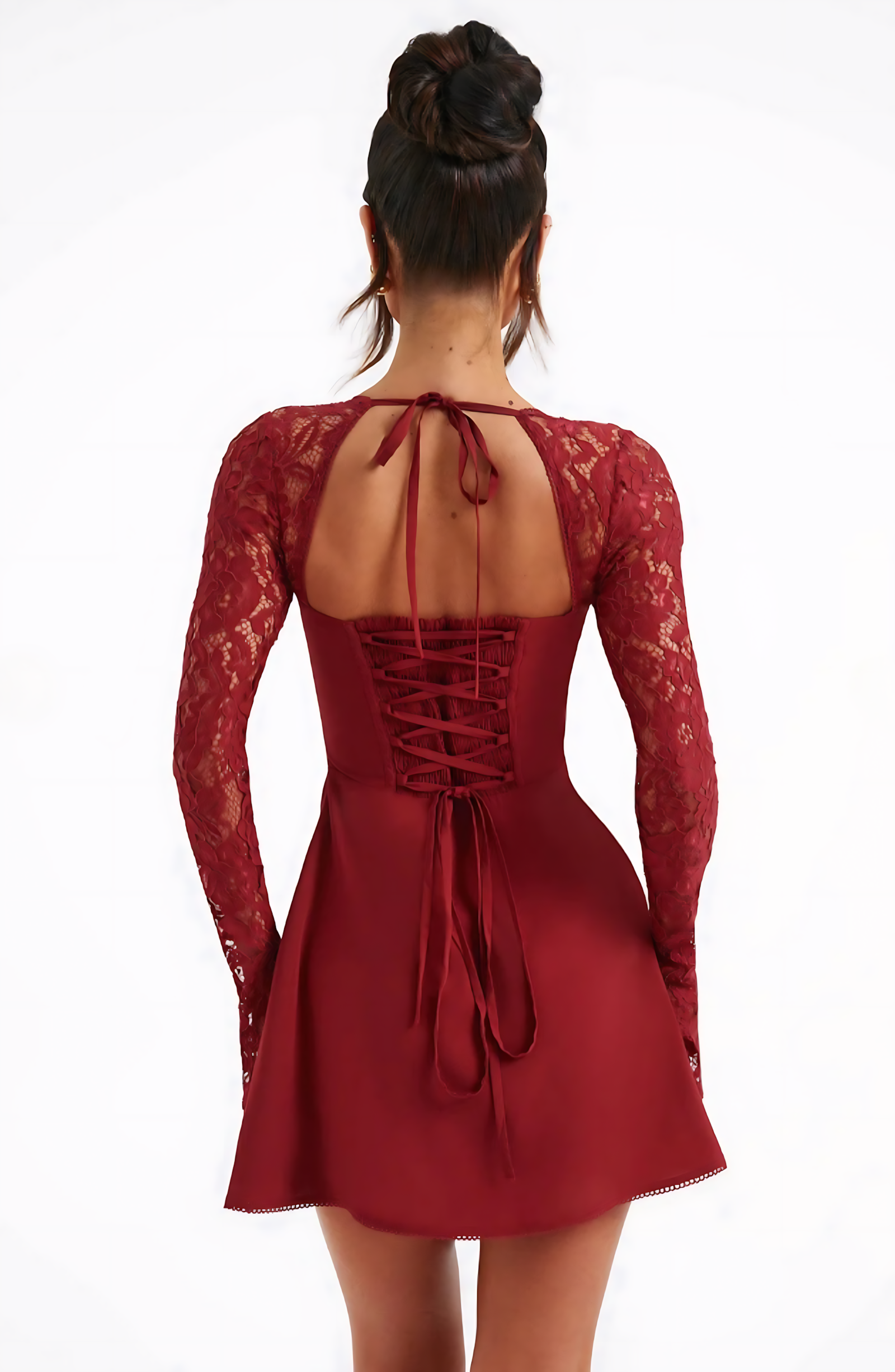 Estavelle | Spitzen Langarm Mini Kleid